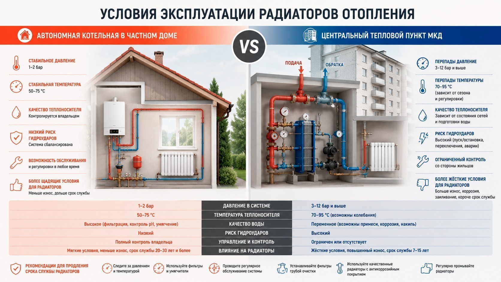 Разница условий работы радиаторов в МКД и частном доме Разница условий работы радиаторов в МКД и частном доме
