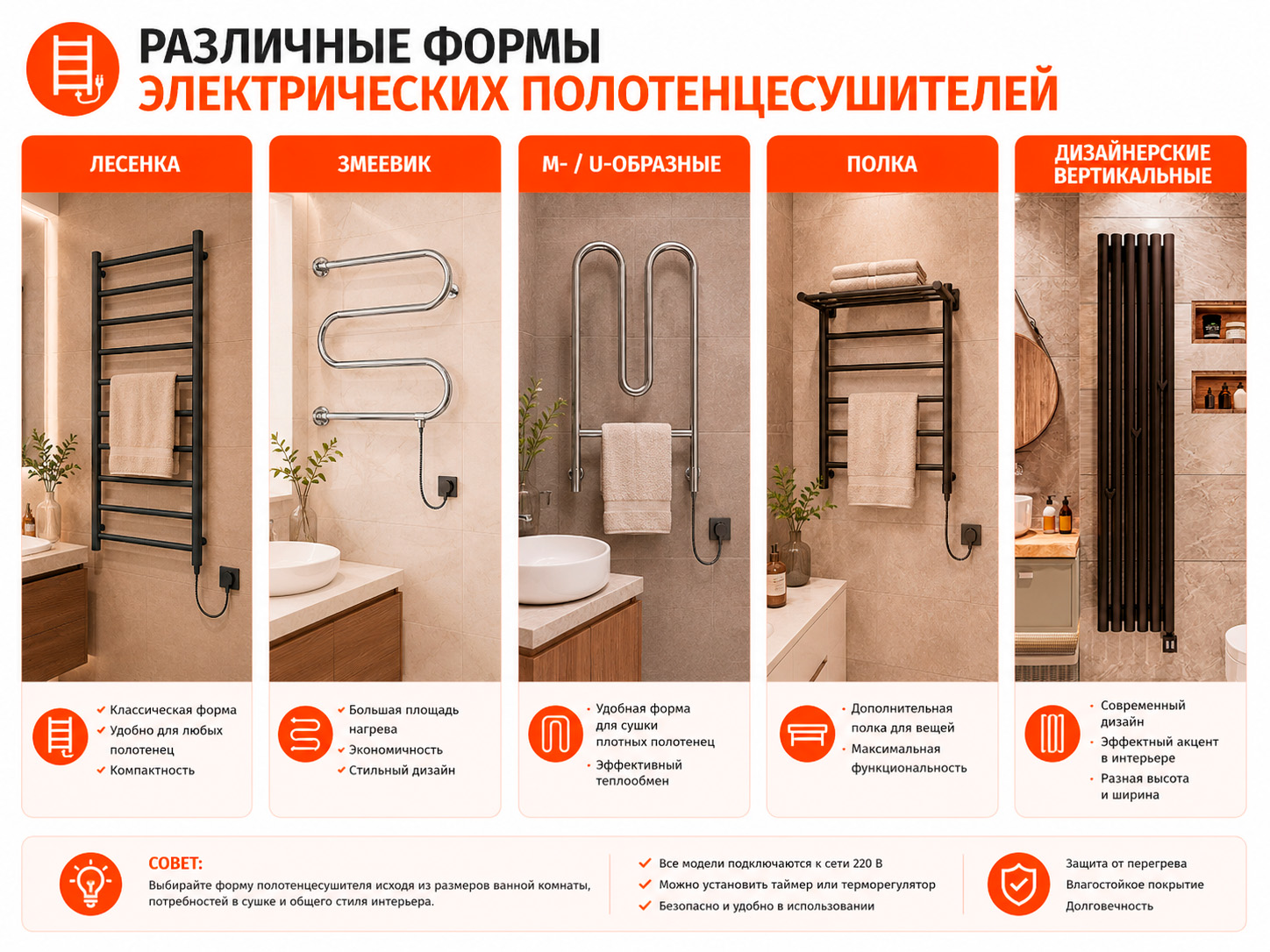 Как выбрать форму электрического полотенцесушителя Как выбрать форму электрического полотенцесушителя