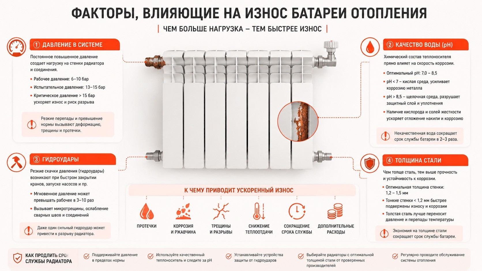 Факторы, влияющие на срок службы радиаторов отопления в квартире и доме